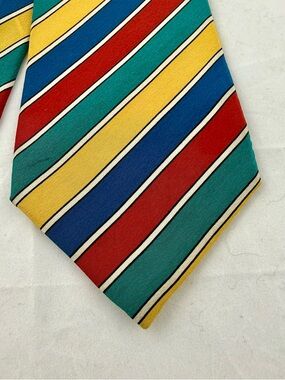 Fumagalli Silk Diagonal Stripe Tie in Bright Multi-Color Made in Spain